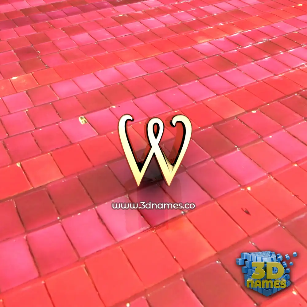 w in Red Tiles style - 3D name wallpaper