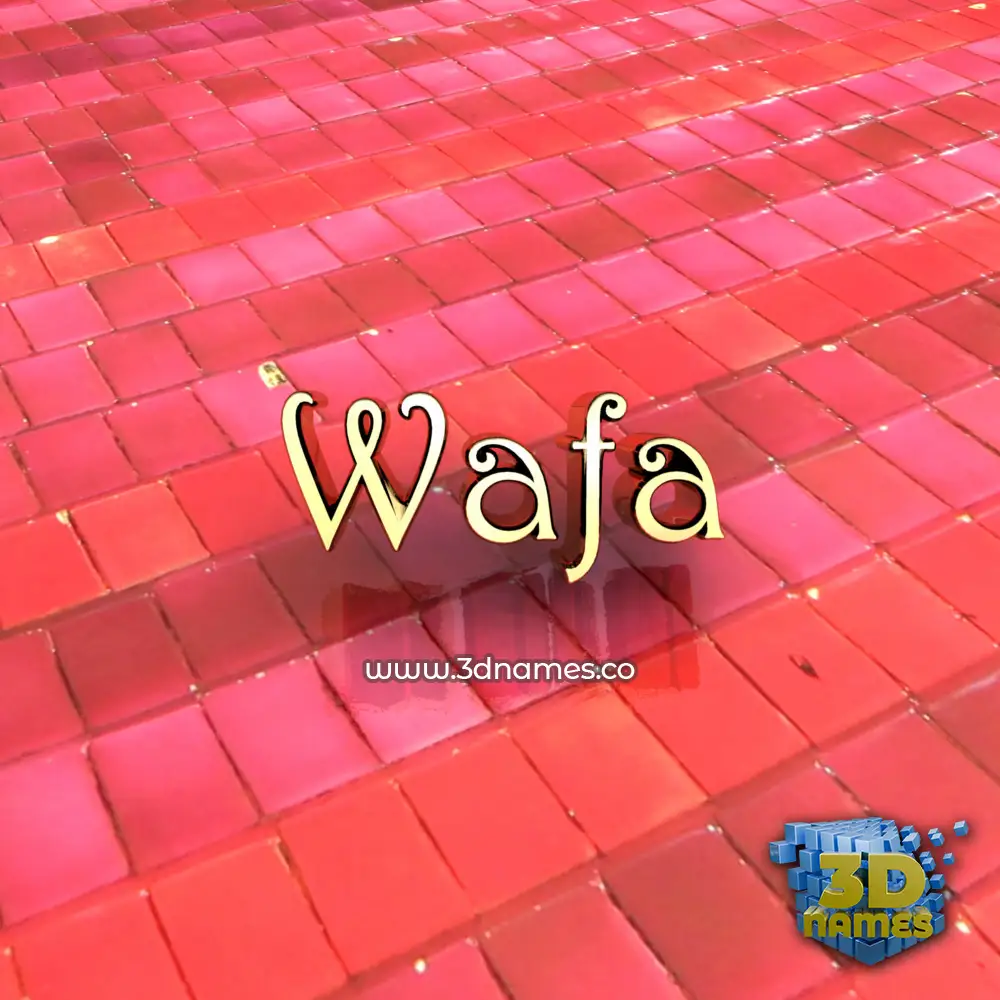 wafa in Red Tiles style - 3D name wallpaper