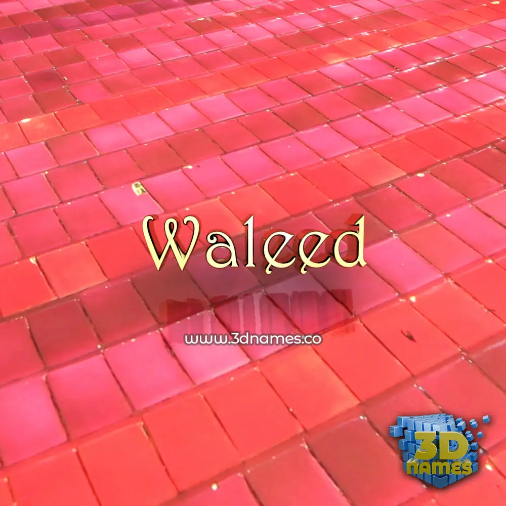 waleed in Red Tiles style - 3D name wallpaper