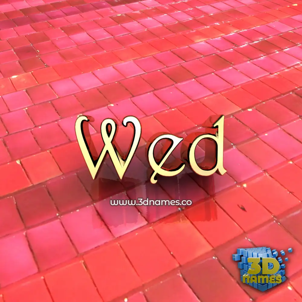 wed in Red Tiles style - 3D name wallpaper