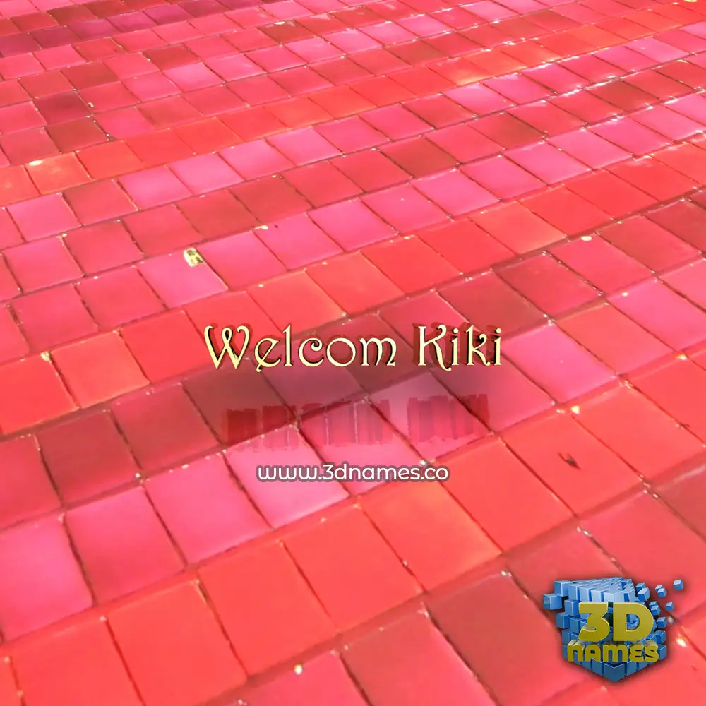welcom kiki in Red Tiles style - 3D name wallpaper