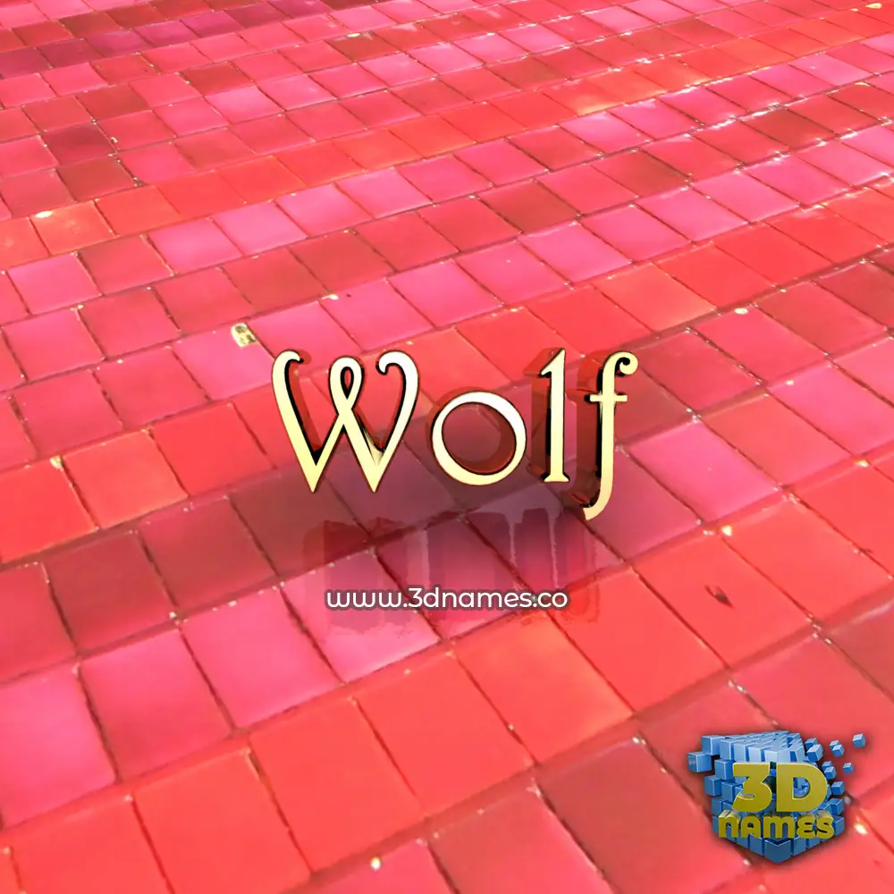 wolf in Red Tiles style - 3D name wallpaper