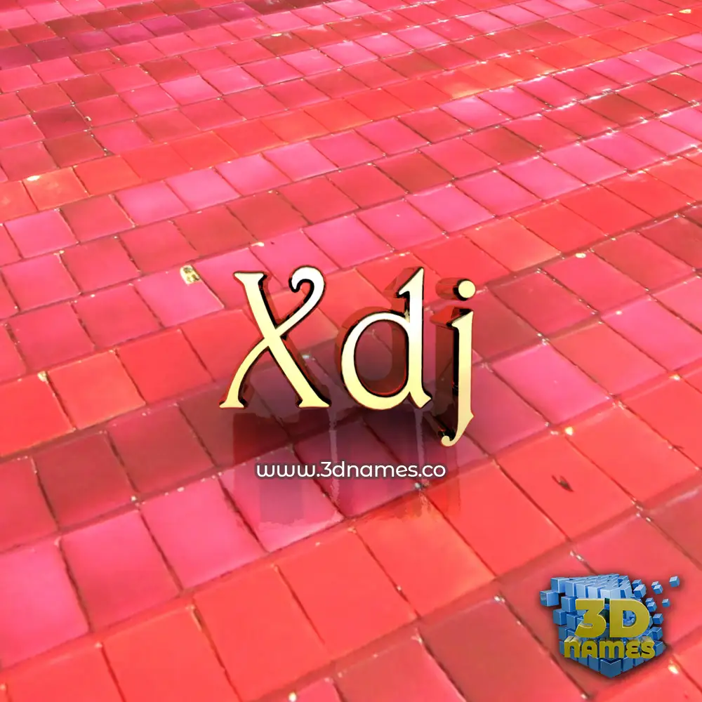xdj in Red Tiles style - 3D name wallpaper