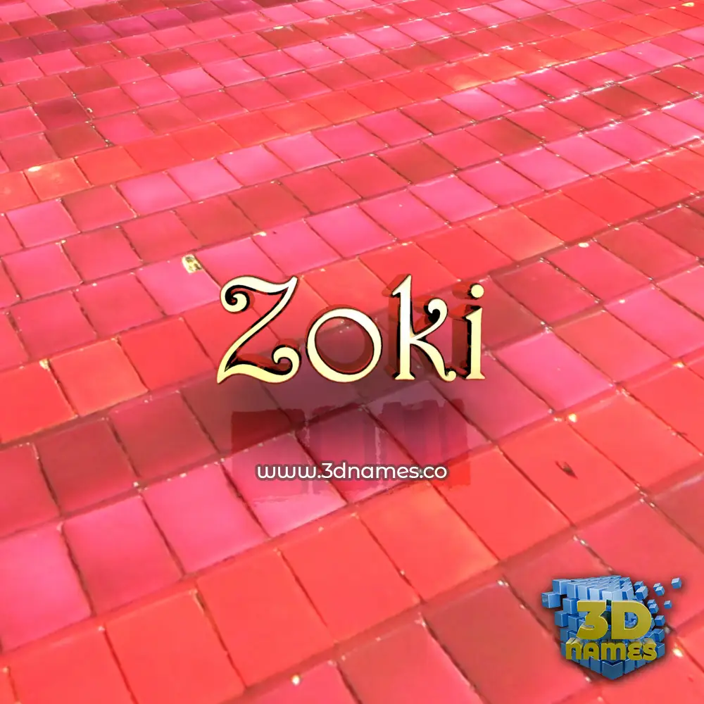 zoki in Red Tiles style - 3D name wallpaper