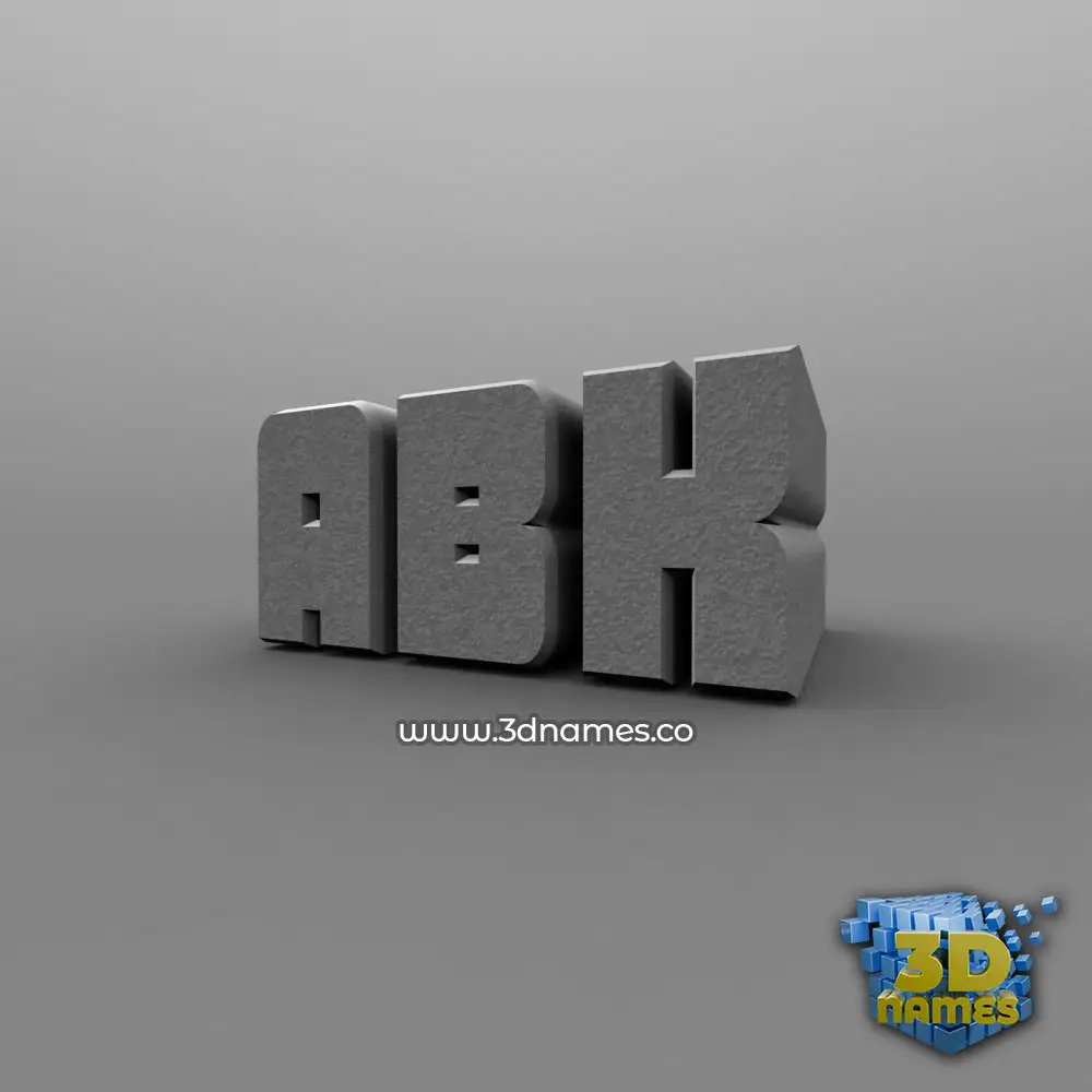 abk in Solid Grey style - 3D name wallpaper