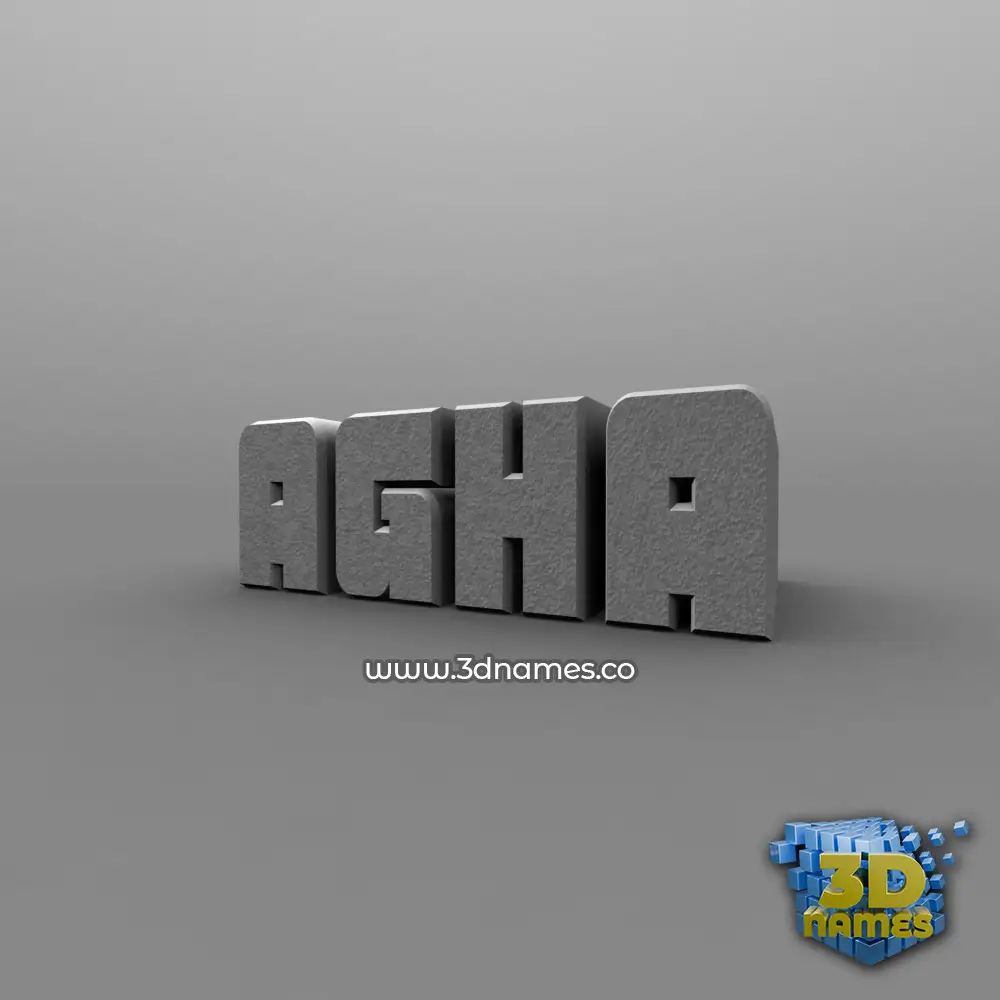agha in Solid Grey style - 3D name wallpaper