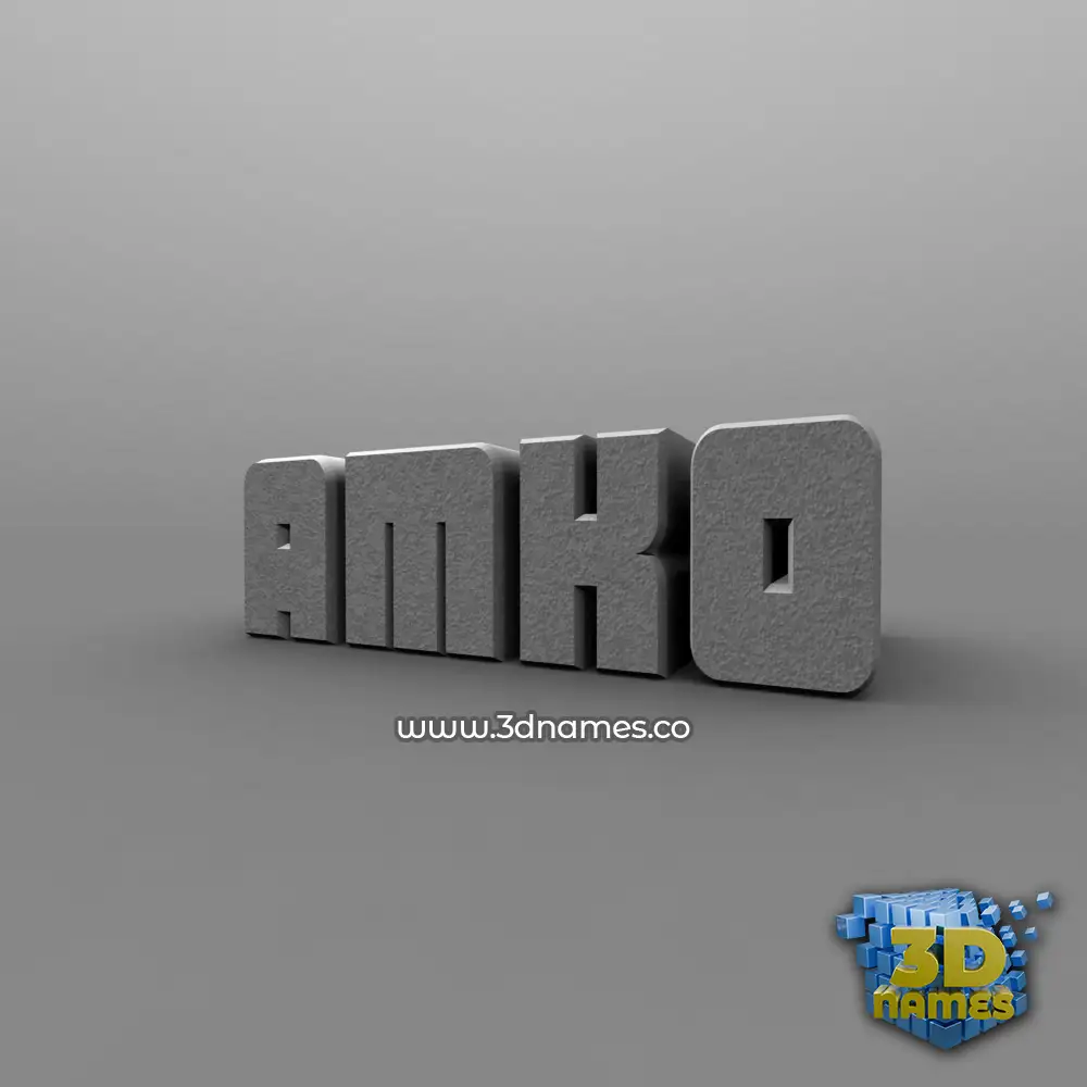 amko in Solid Grey style - 3D name wallpaper