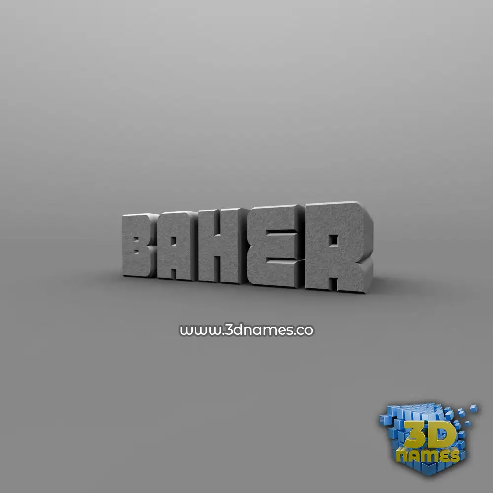 baher in Solid Grey style - 3D name wallpaper