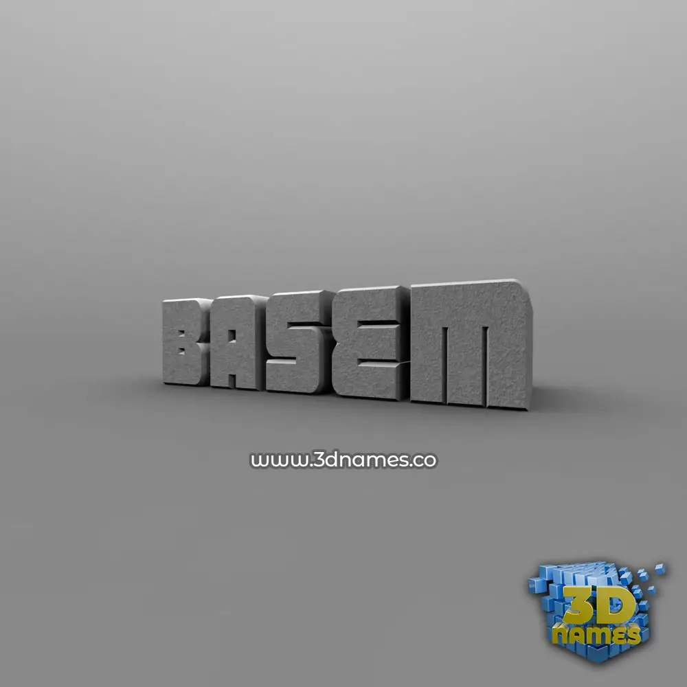 basem in Solid Grey style - 3D name wallpaper