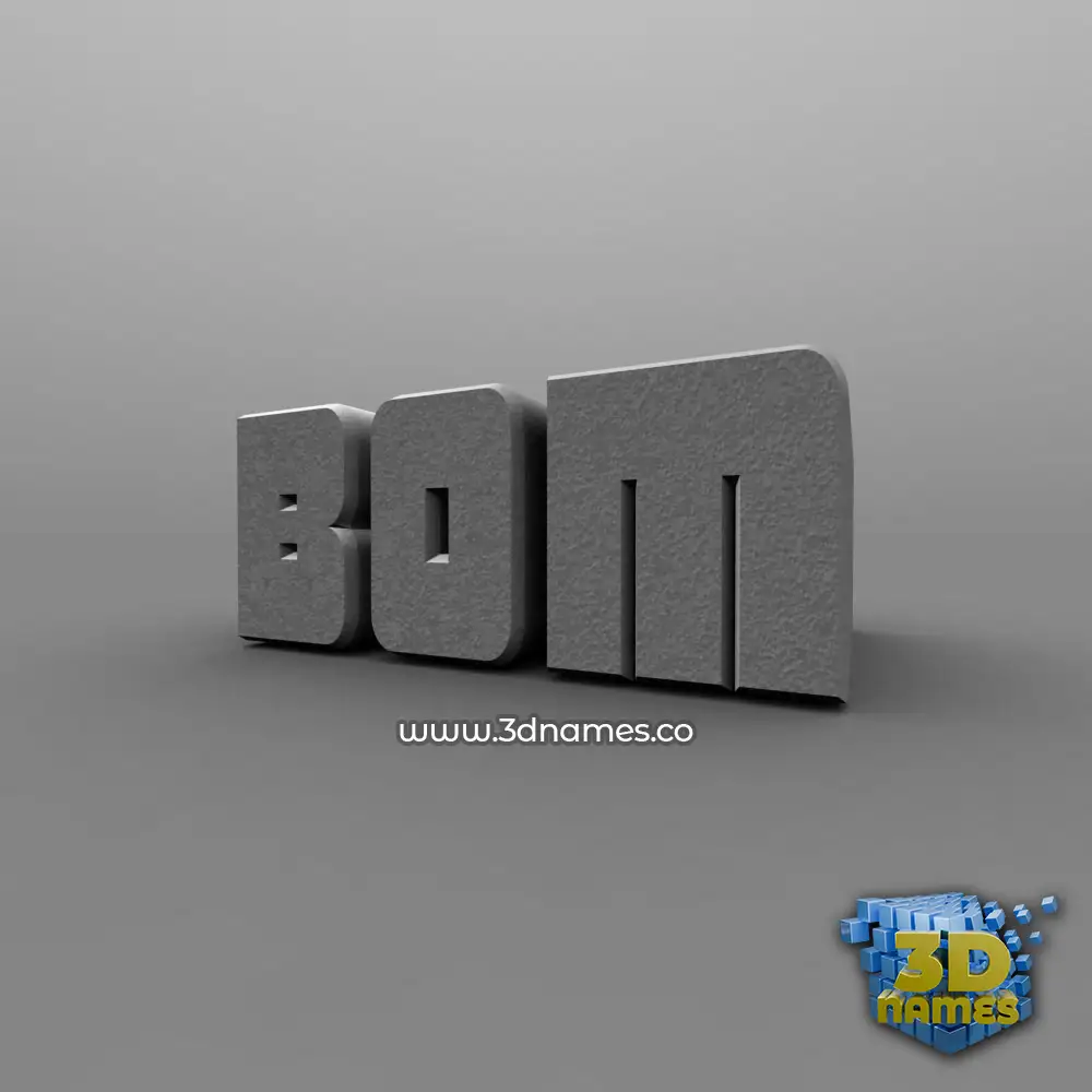 bom in Solid Grey style - 3D name wallpaper