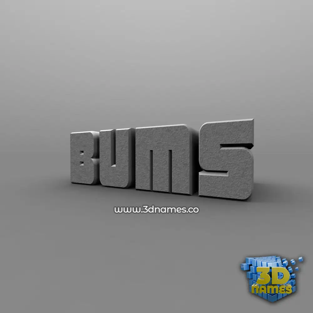 bums in Solid Grey style - 3D name wallpaper