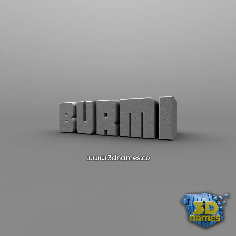 burmi in Solid Grey style - 3D name wallpaper