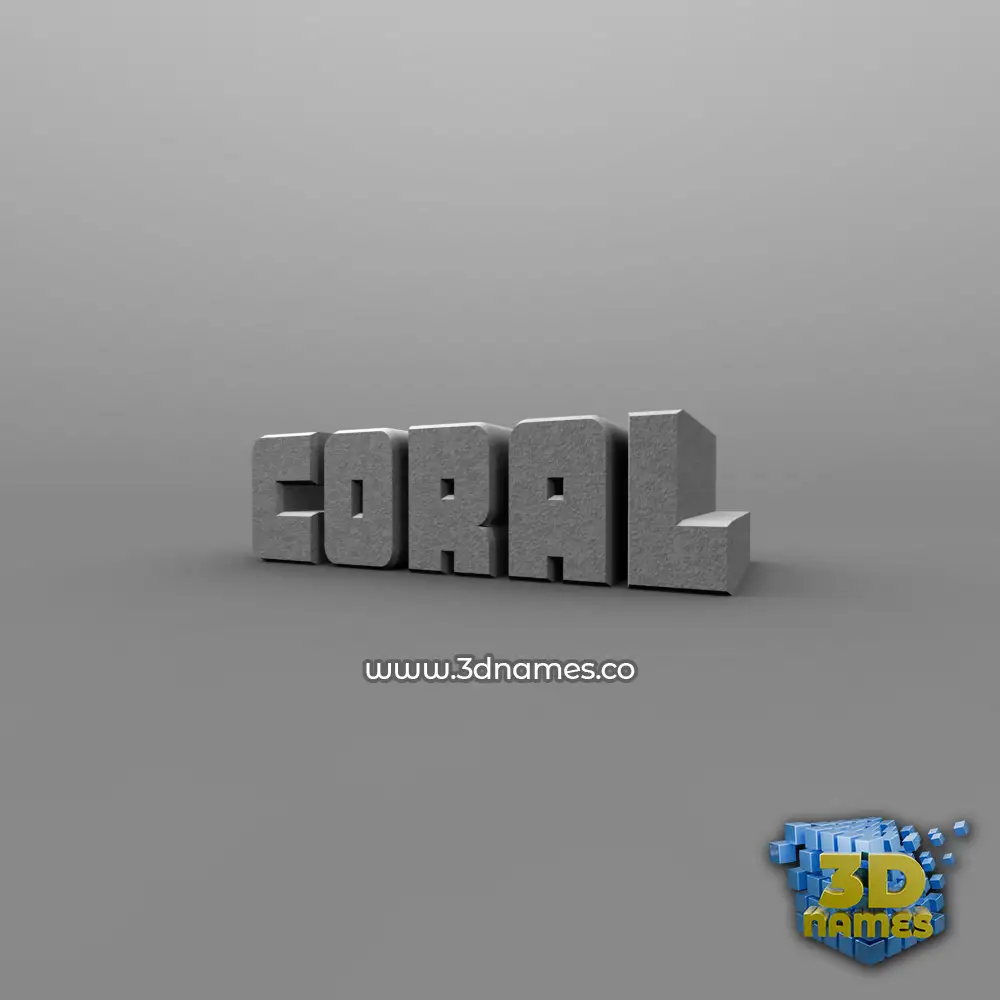 coral in Solid Grey style - 3D name wallpaper