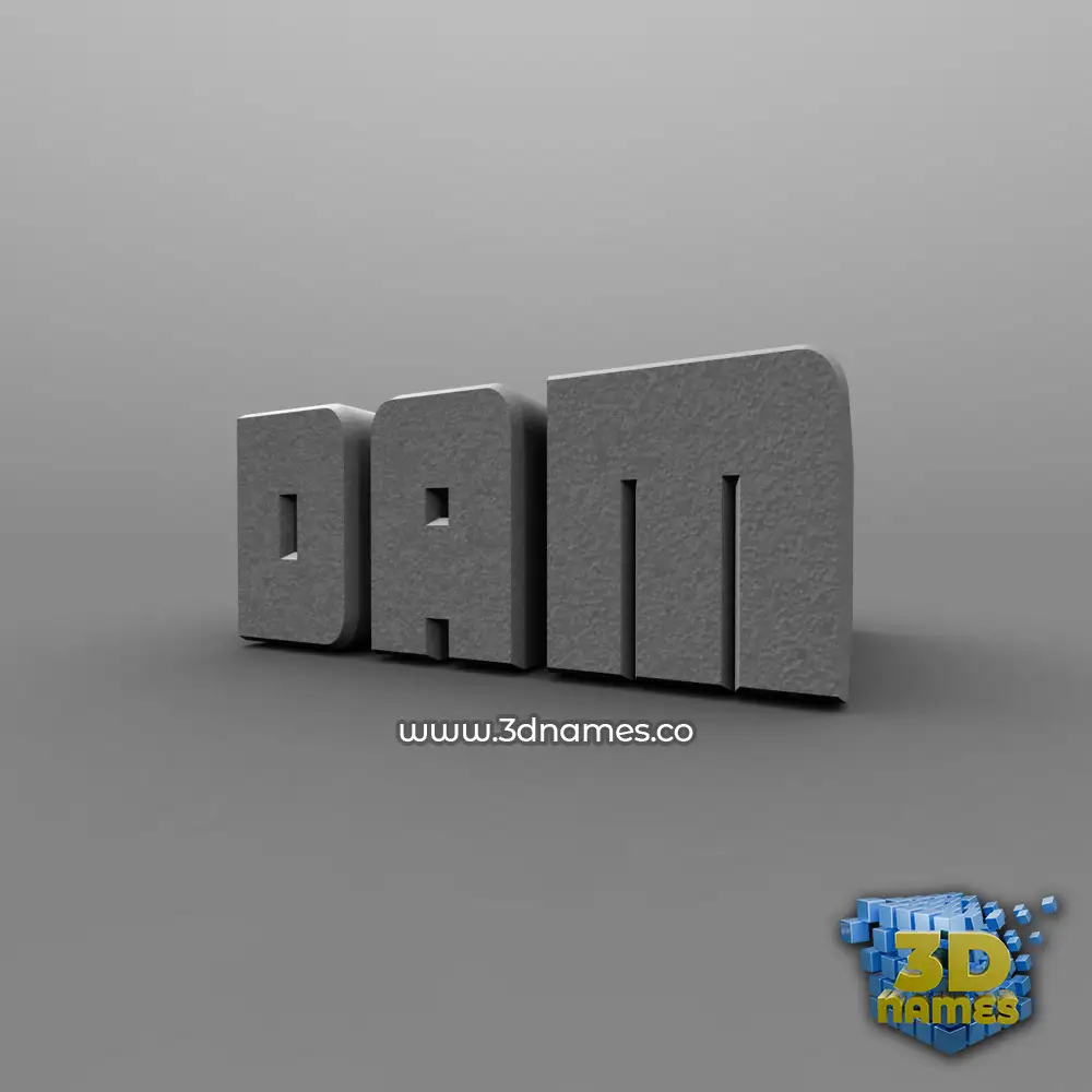 dam in Solid Grey style - 3D name wallpaper