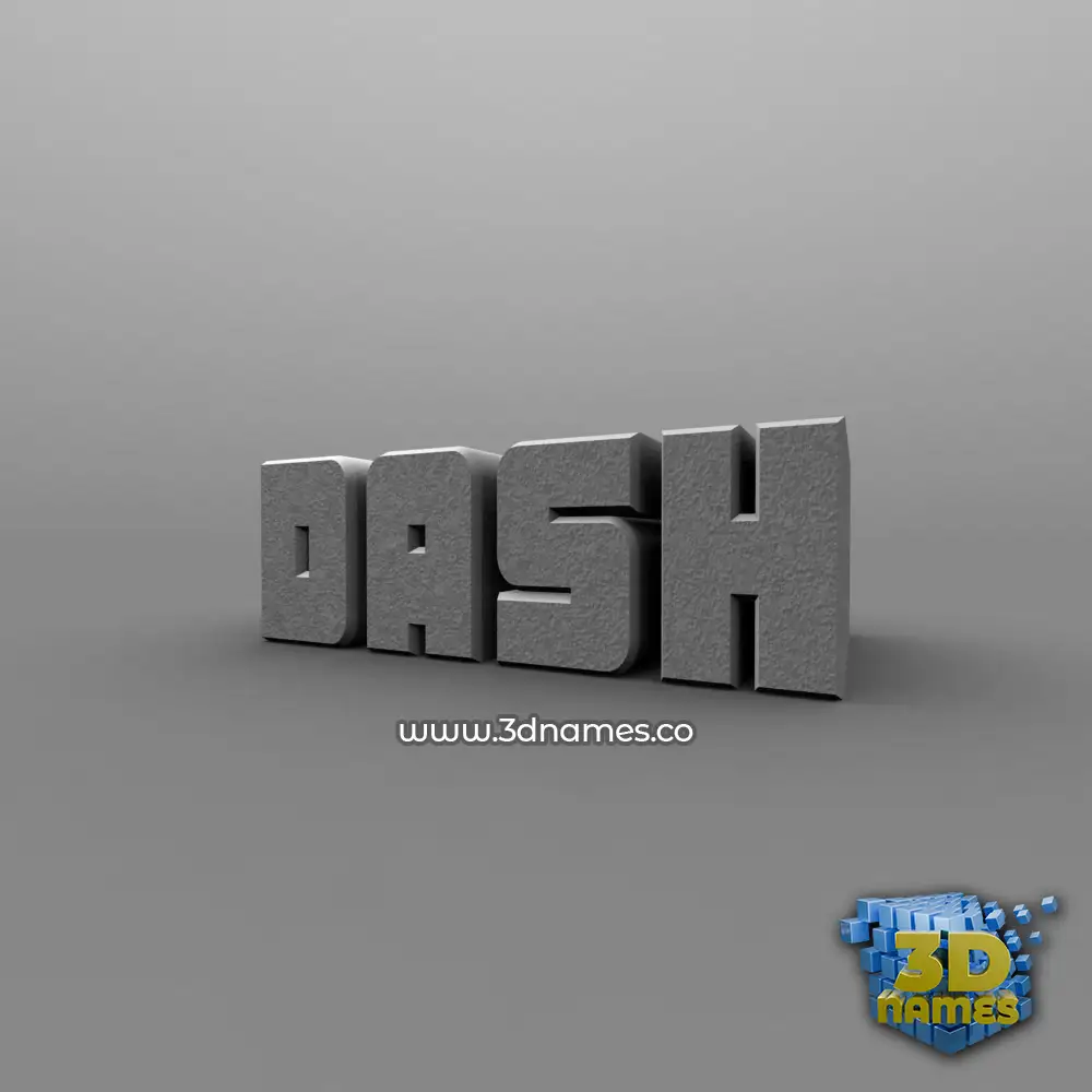 dash in Solid Grey style - 3D name wallpaper