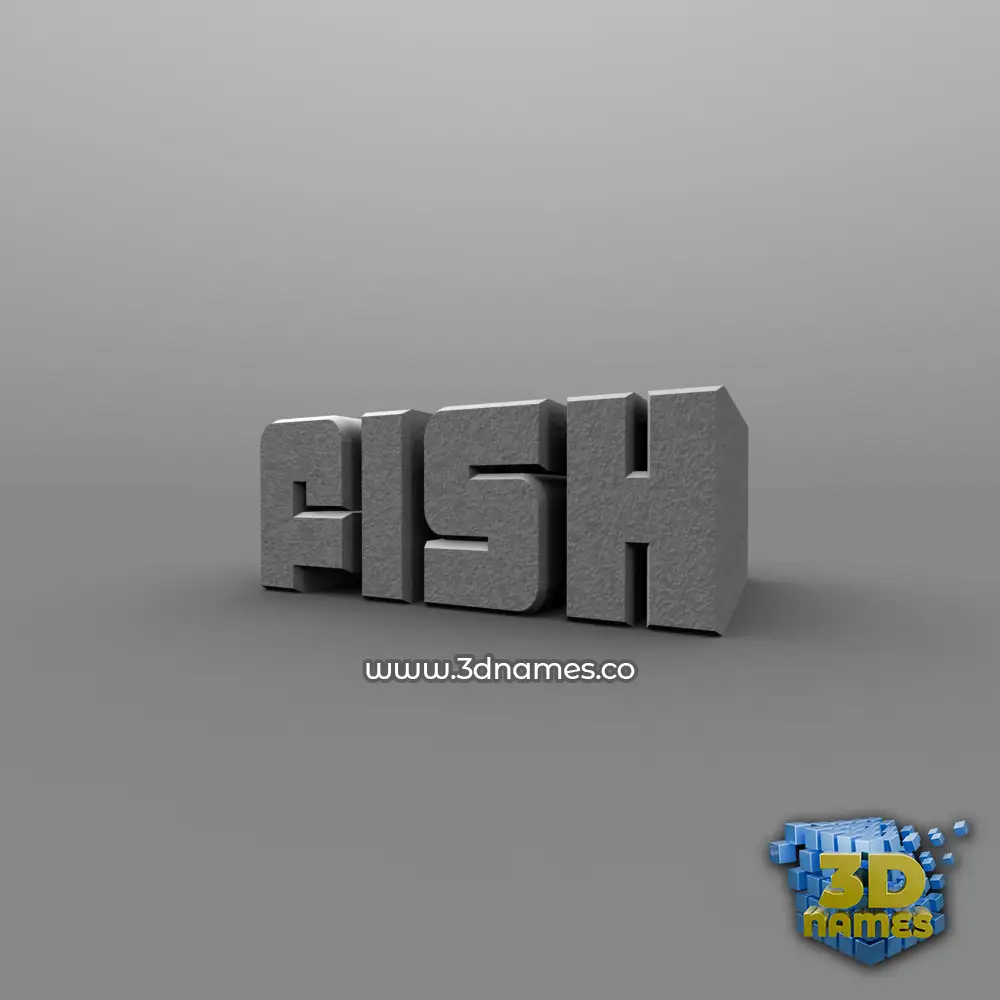 fish in Solid Grey style - 3D name wallpaper