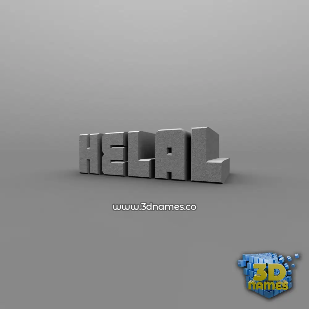 helal in Solid Grey style - 3D name wallpaper