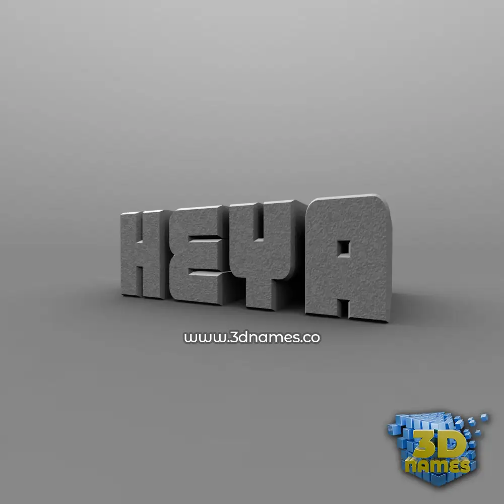 heya in Solid Grey style - 3D name wallpaper