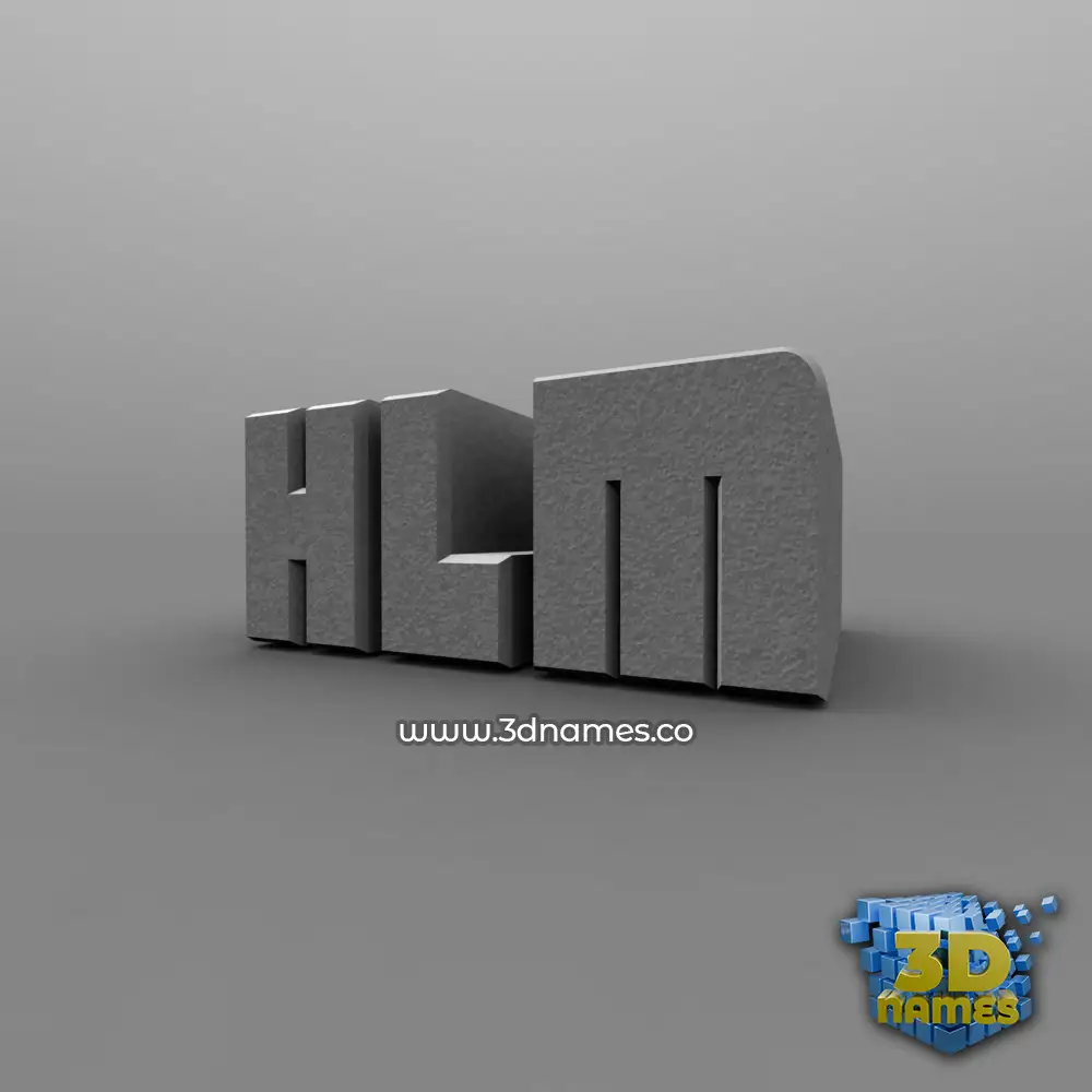 hlm in Solid Grey style - 3D name wallpaper