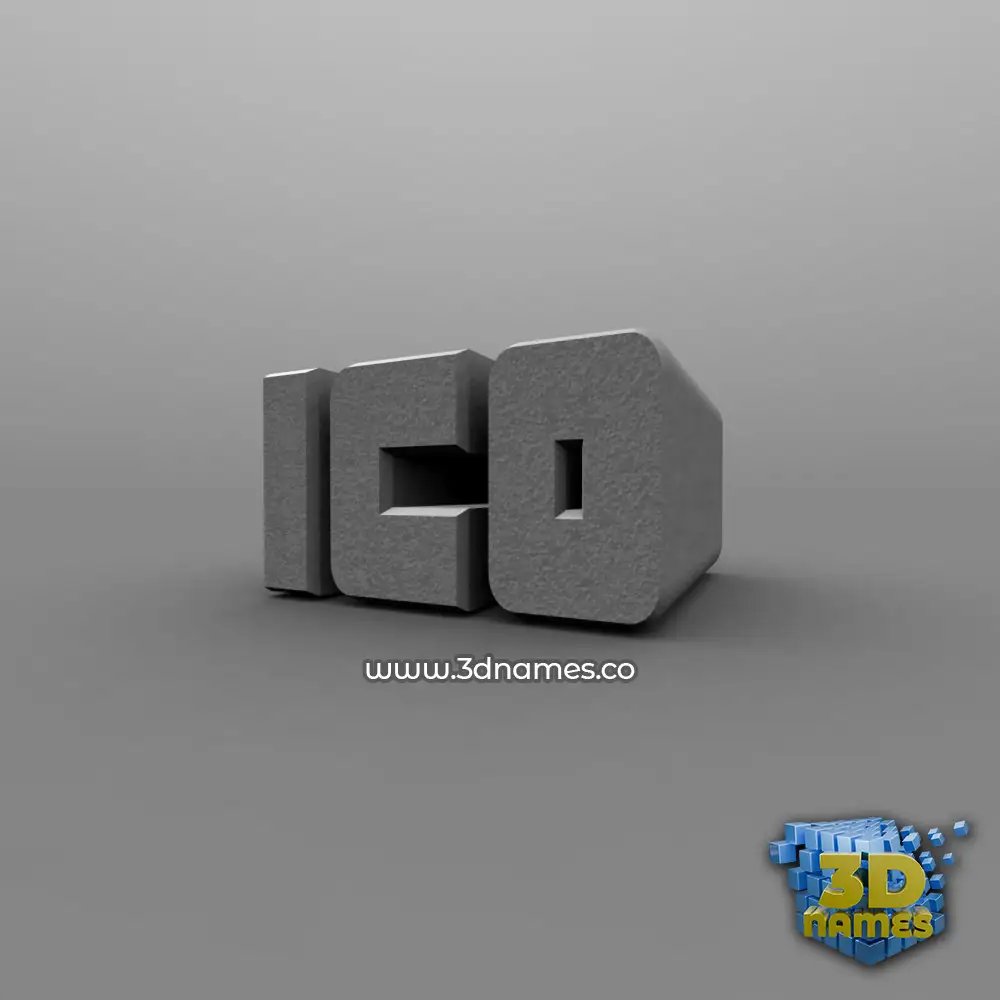 ico in Solid Grey style - 3D name wallpaper