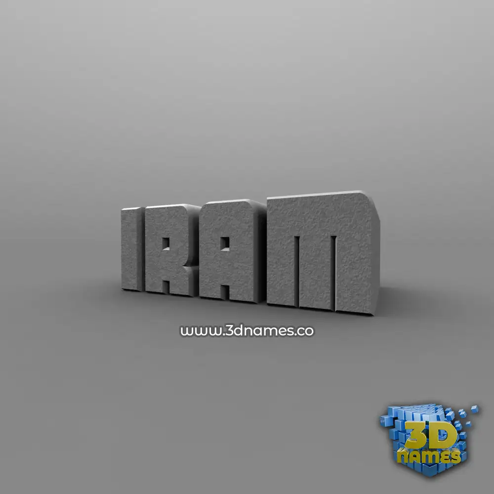 iram in Solid Grey style - 3D name wallpaper