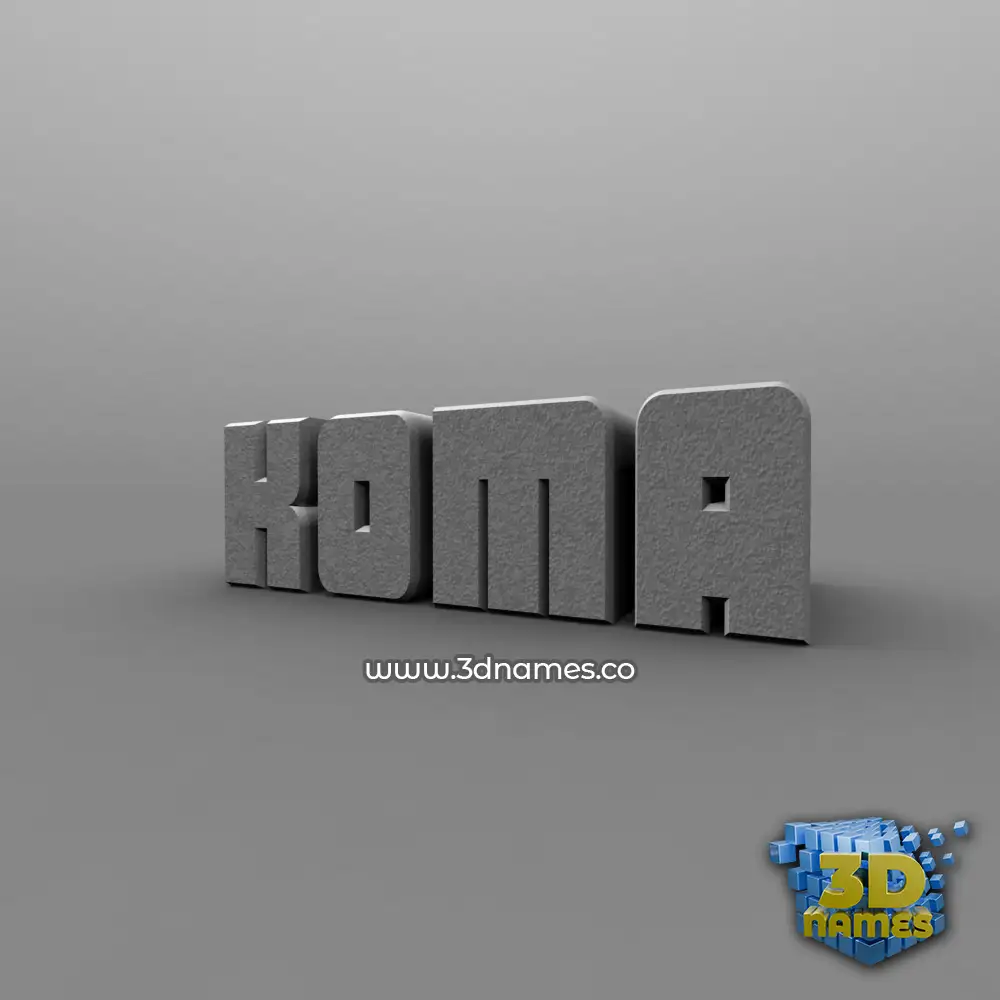 koma in Solid Grey style - 3D name wallpaper