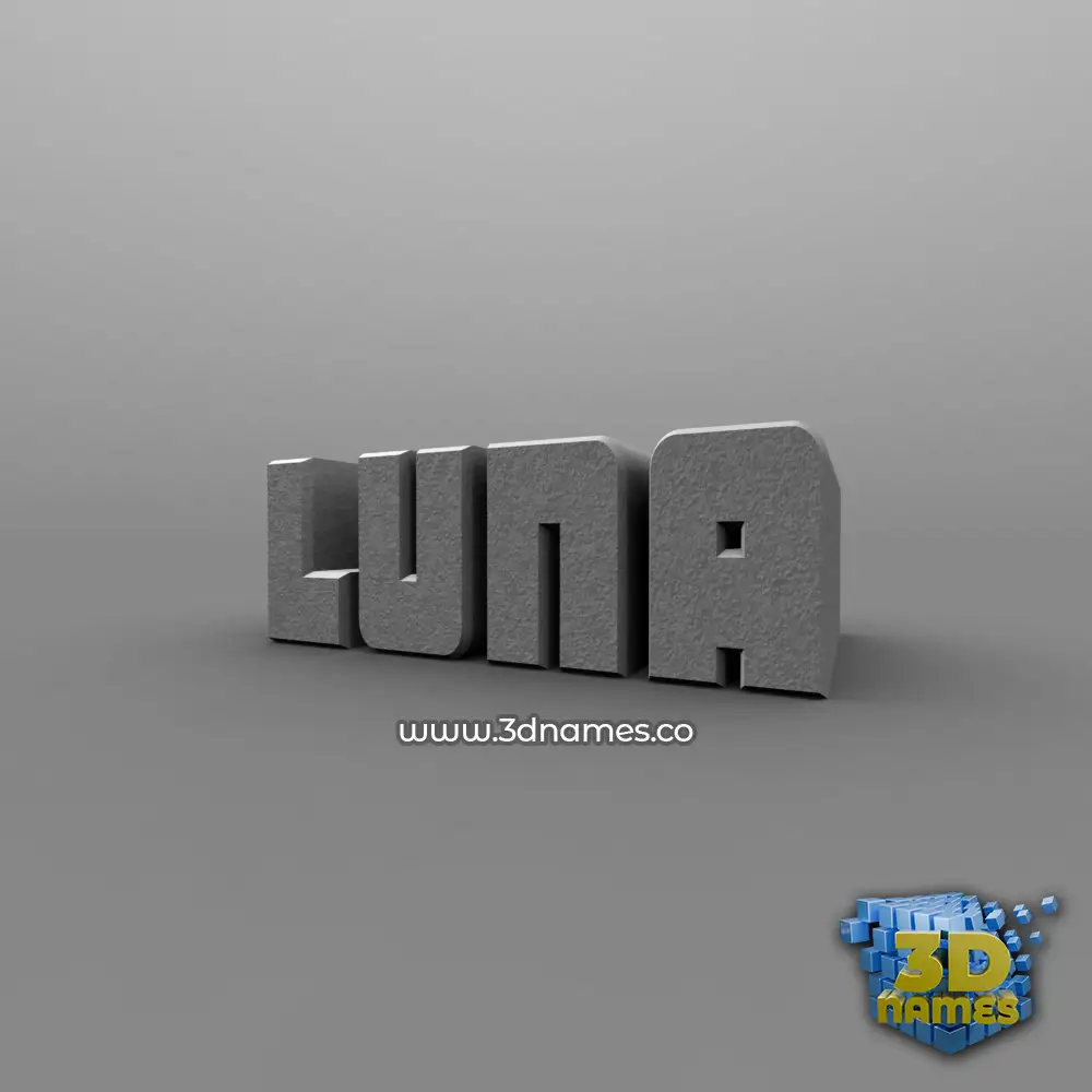 luna in Solid Grey style - 3D name wallpaper