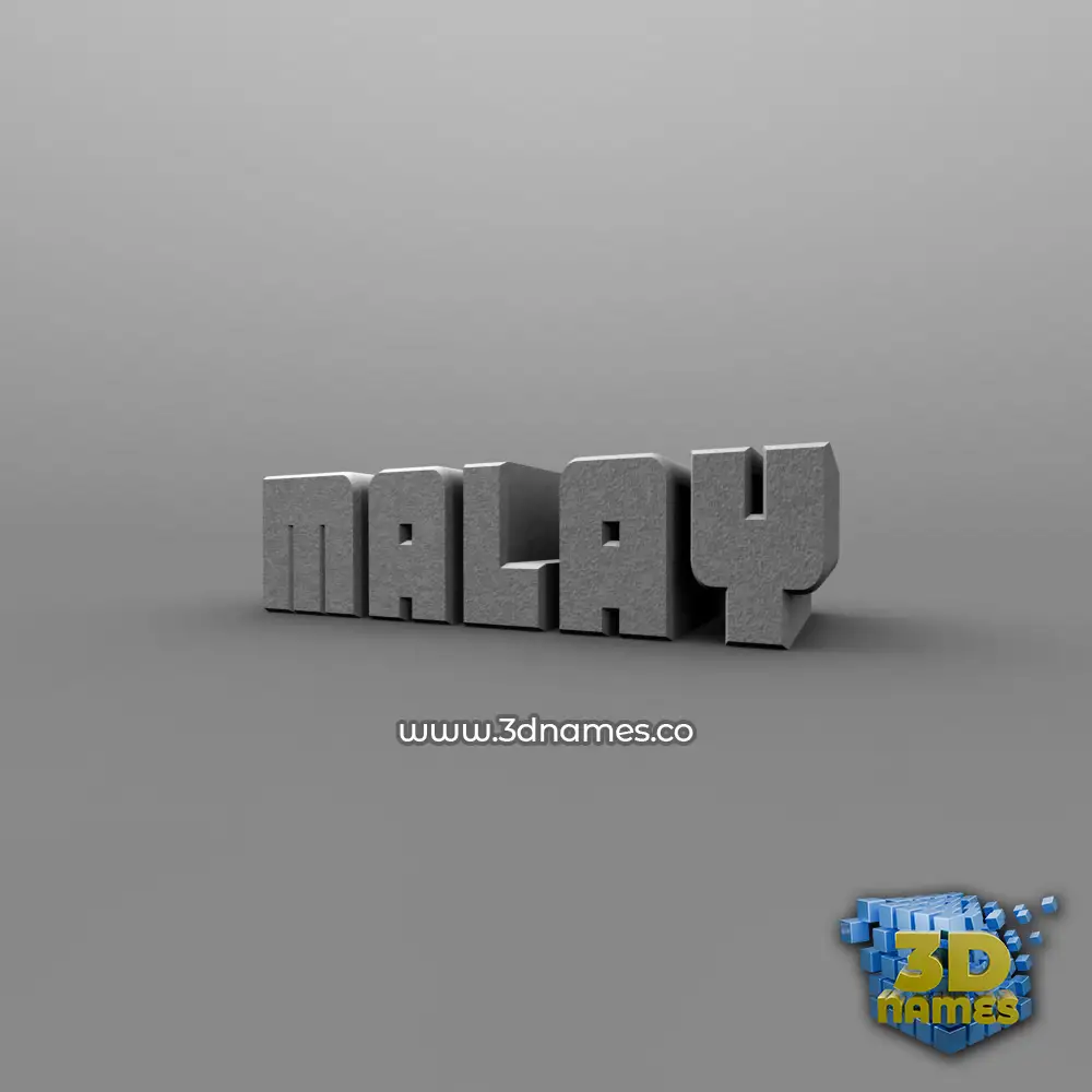 malay in Solid Grey style - 3D name wallpaper