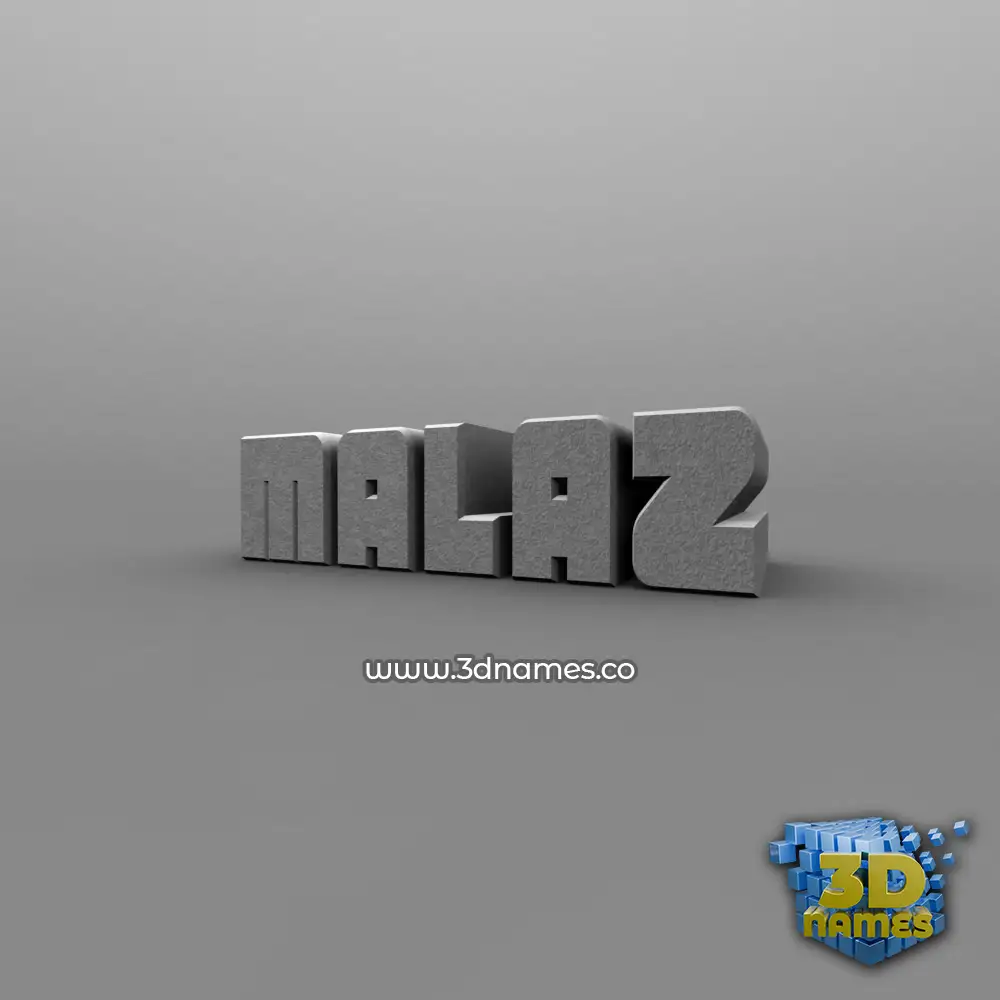 malaz in Solid Grey style - 3D name wallpaper
