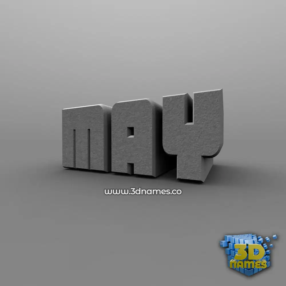 may in Solid Grey style - 3D name wallpaper