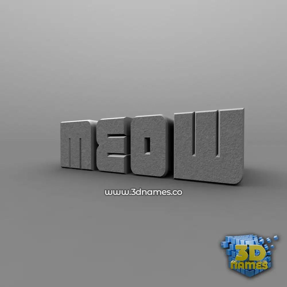 meow in Solid Grey style - 3D name wallpaper