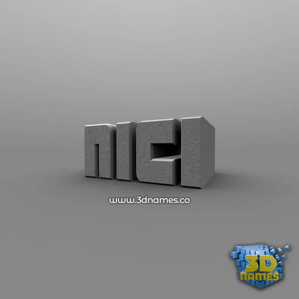 nici in Solid Grey style - 3D name wallpaper