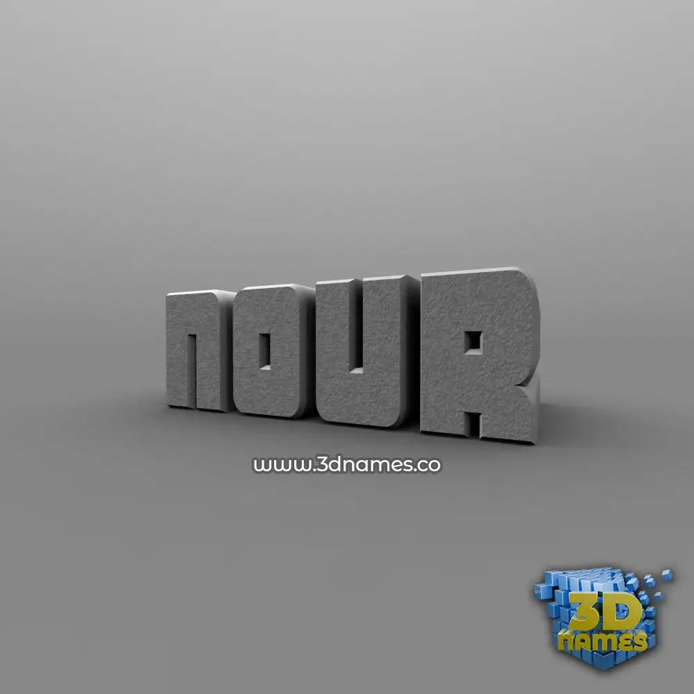 nour in Solid Grey style - 3D name wallpaper