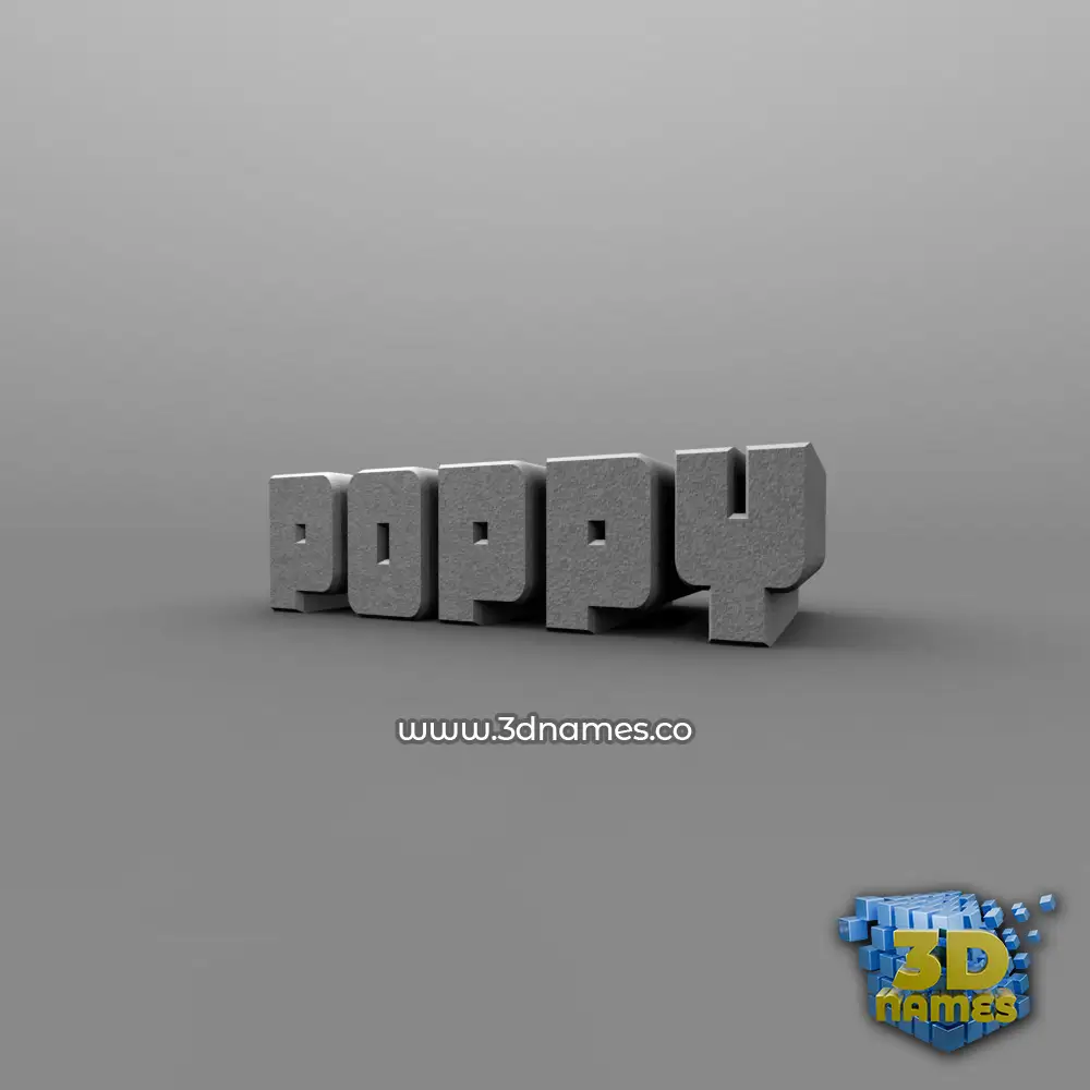 poppy in Solid Grey style - 3D name wallpaper
