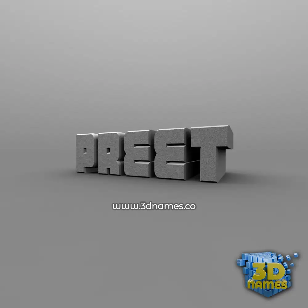 preet in Solid Grey style - 3D name wallpaper