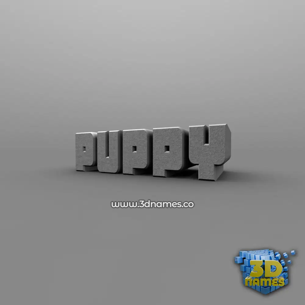 puppy in Solid Grey style - 3D name wallpaper