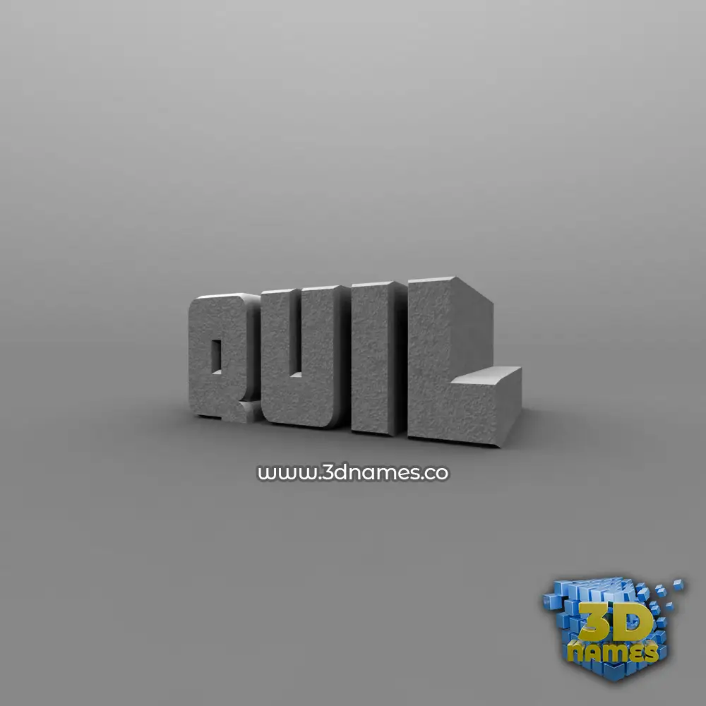 quil in Solid Grey style - 3D name wallpaper