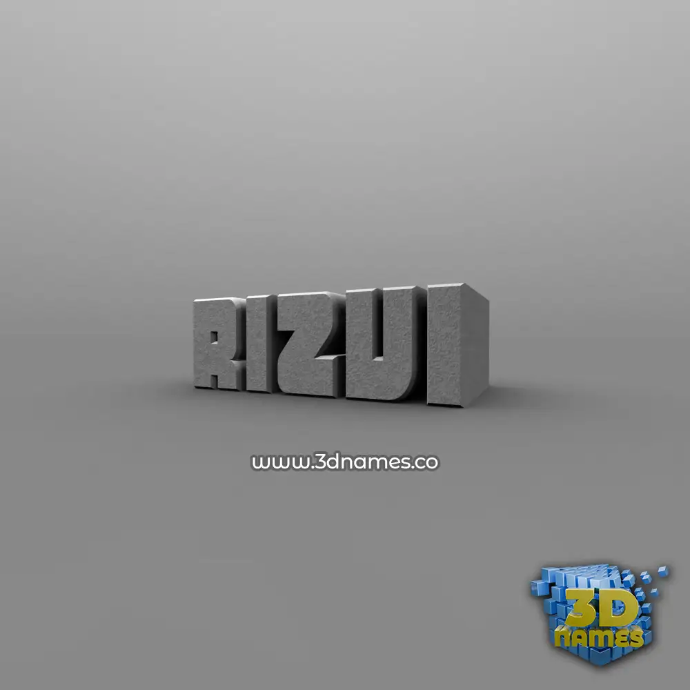 rizvi in Solid Grey style - 3D name wallpaper