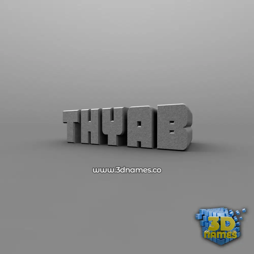 thyab in Solid Grey style - 3D name wallpaper