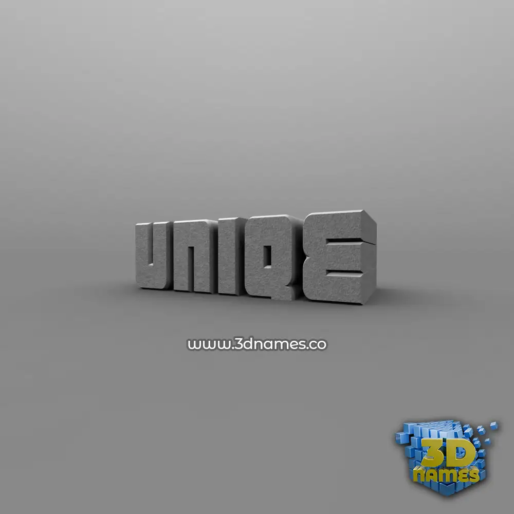 uniqe in Solid Grey style - 3D name wallpaper