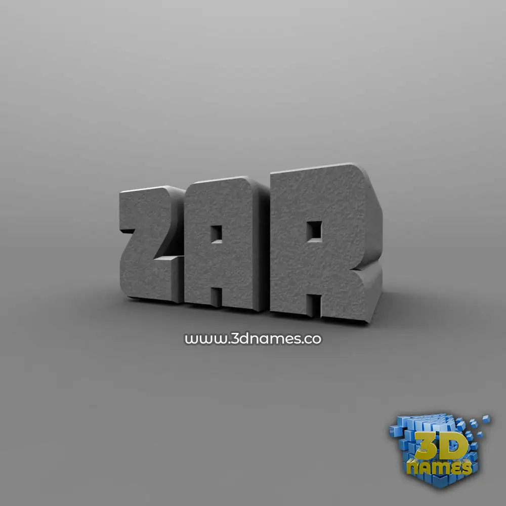 zar in Solid Grey style - 3D name wallpaper