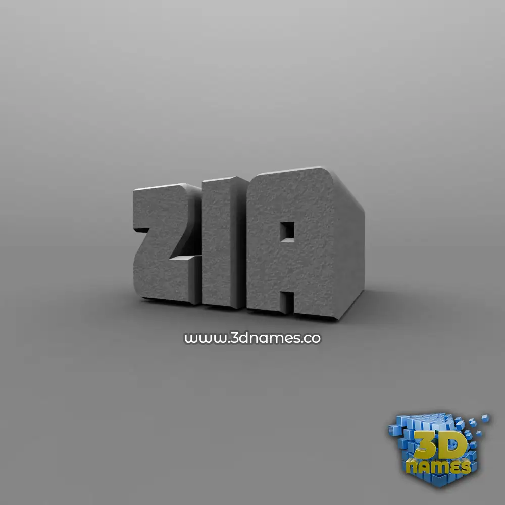 zia in Solid Grey style - 3D name wallpaper