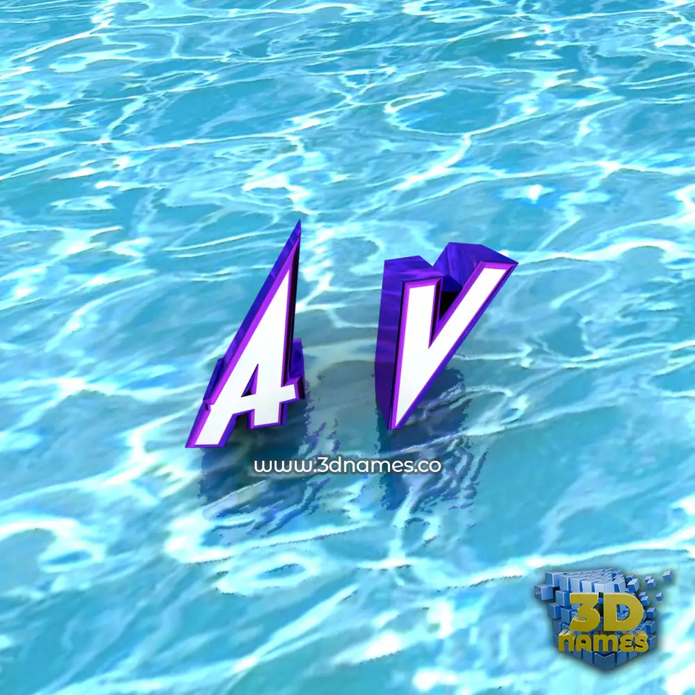 a v in Water style - 3D name wallpaper