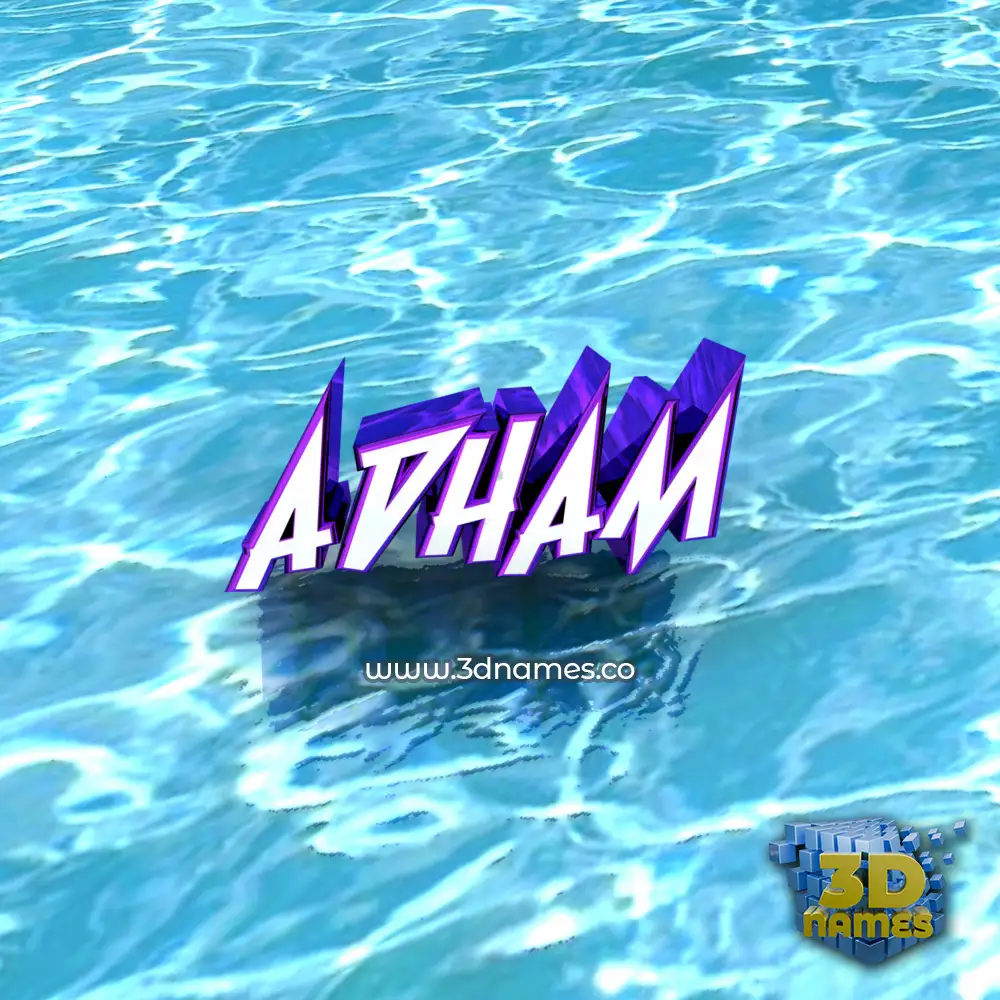 adham in Water style - 3D name wallpaper