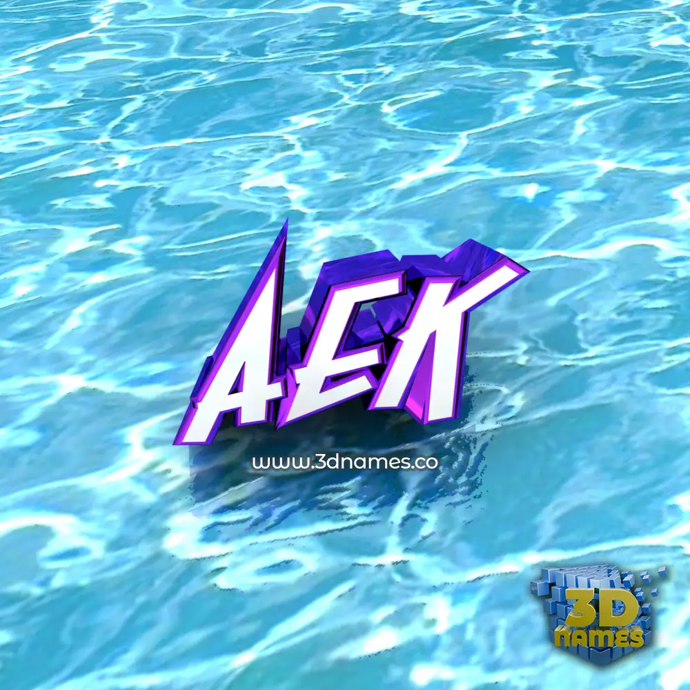 aek in Water style - 3D name wallpaper