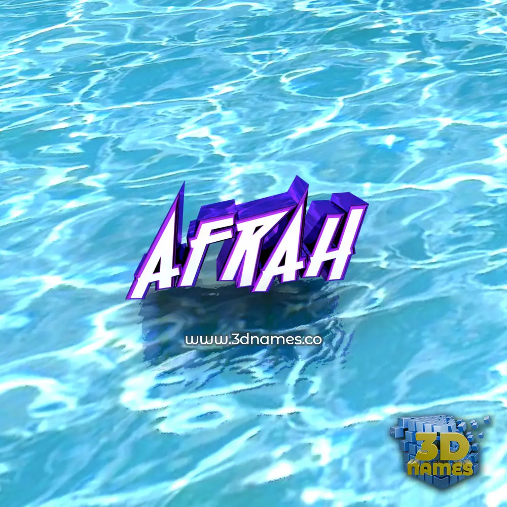 afrah in Water style - 3D name wallpaper