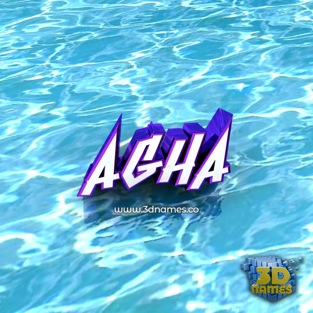 agha in Water style - 3D name wallpaper