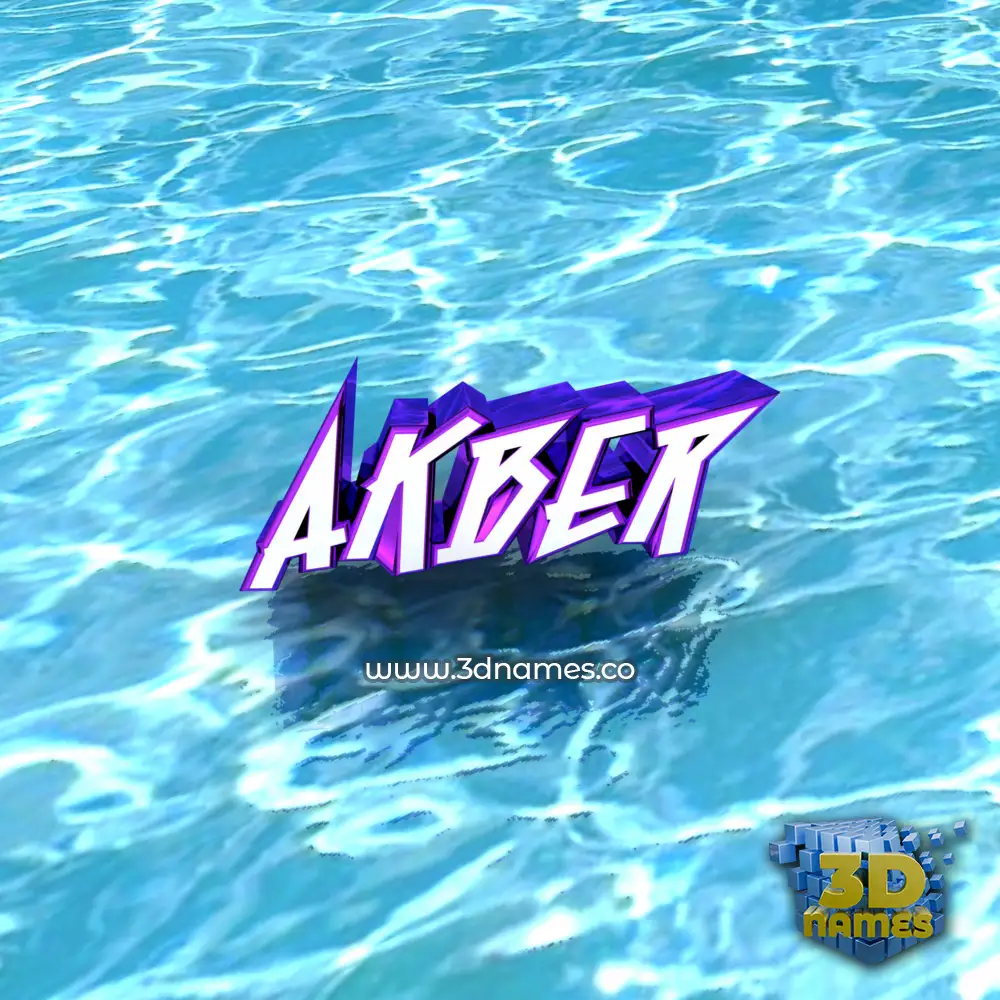 akber in Water style - 3D name wallpaper