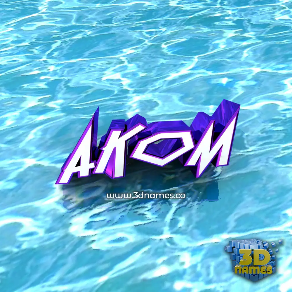 akom in Water style - 3D name wallpaper