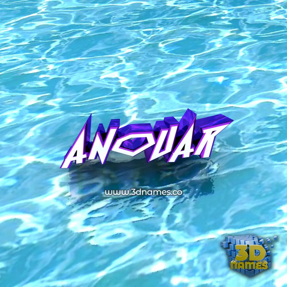 anouar in Water style - 3D name wallpaper